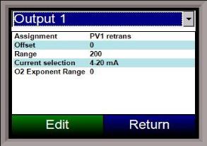 RPS Screen - Analog Output Setup Screen